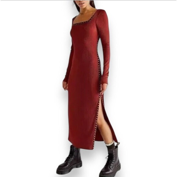 Free People Simone Red Midi Dress - Picture 3 of 16